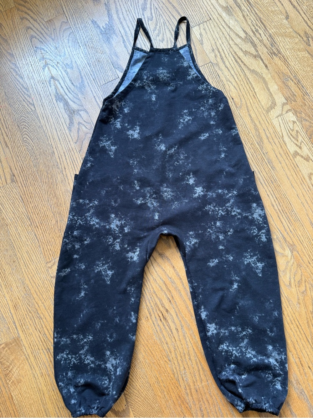 BearPaw Black and Gray Cloud-Print Kids Overalls